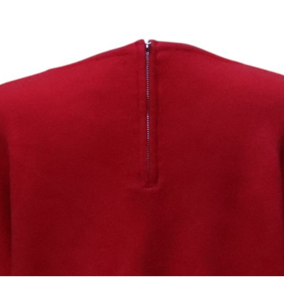 Tahari Red Knit Sweater Holiday Christmas Crew Neck Back Zipper Winter Size L - Picture 6 of 8